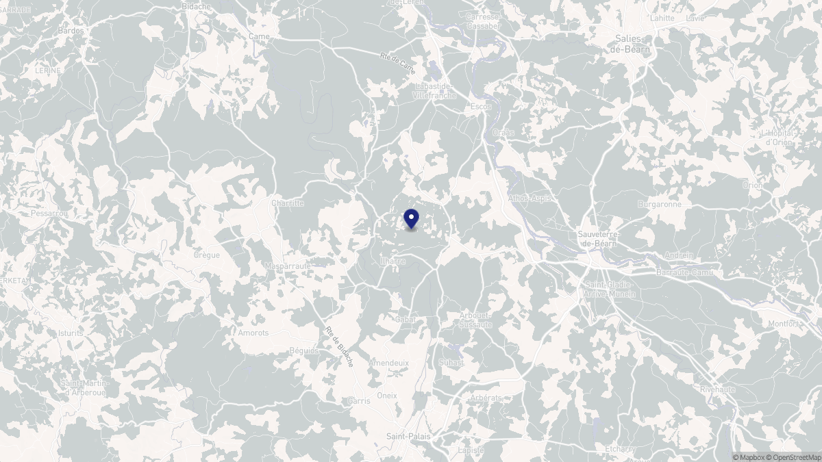Aperçu cartographique de Ilharre, centré sur la commune