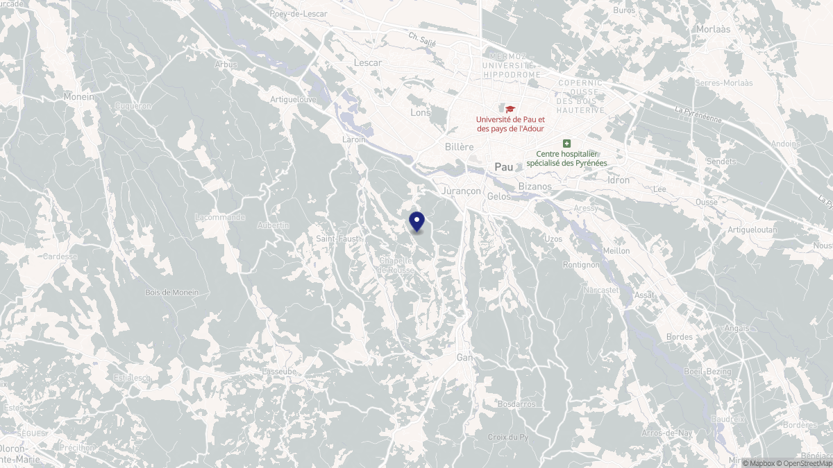 Aperçu cartographique de Jurançon, centré sur la commune