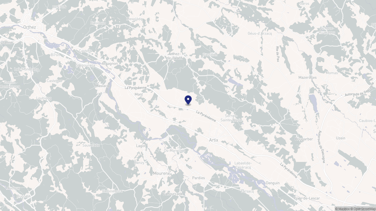 Aperçu cartographique de Lacq, centré sur la commune
