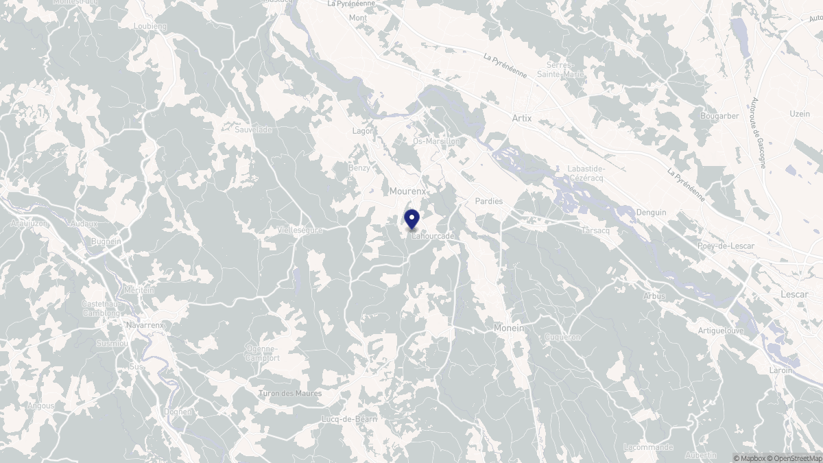 Aperçu cartographique de Lahourcade, centré sur la commune