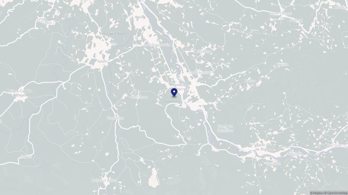 Aperçu cartographique de Lestelle-Bétharram, centré sur la commune