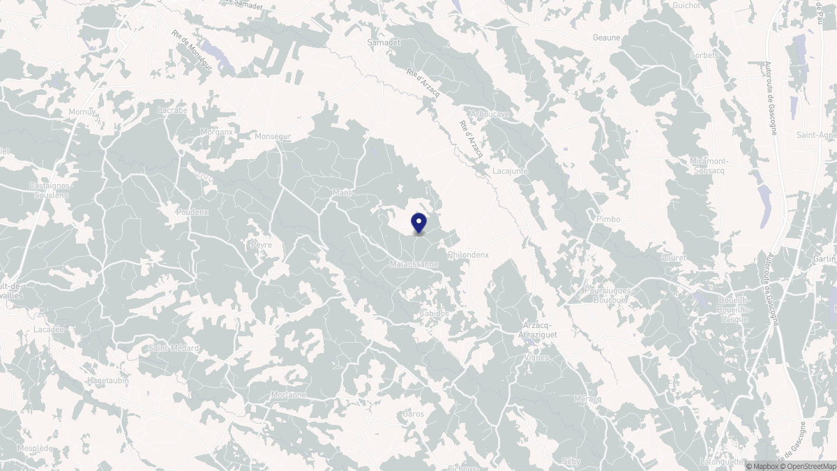 Aperçu cartographique de Malaussanne, centré sur la commune
