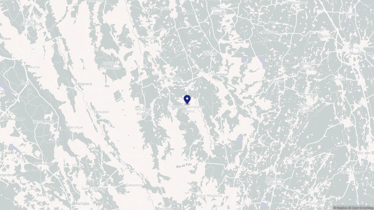 Aperçu cartographique de Maspie-Lalonquère-Juillacq, centré sur la commune