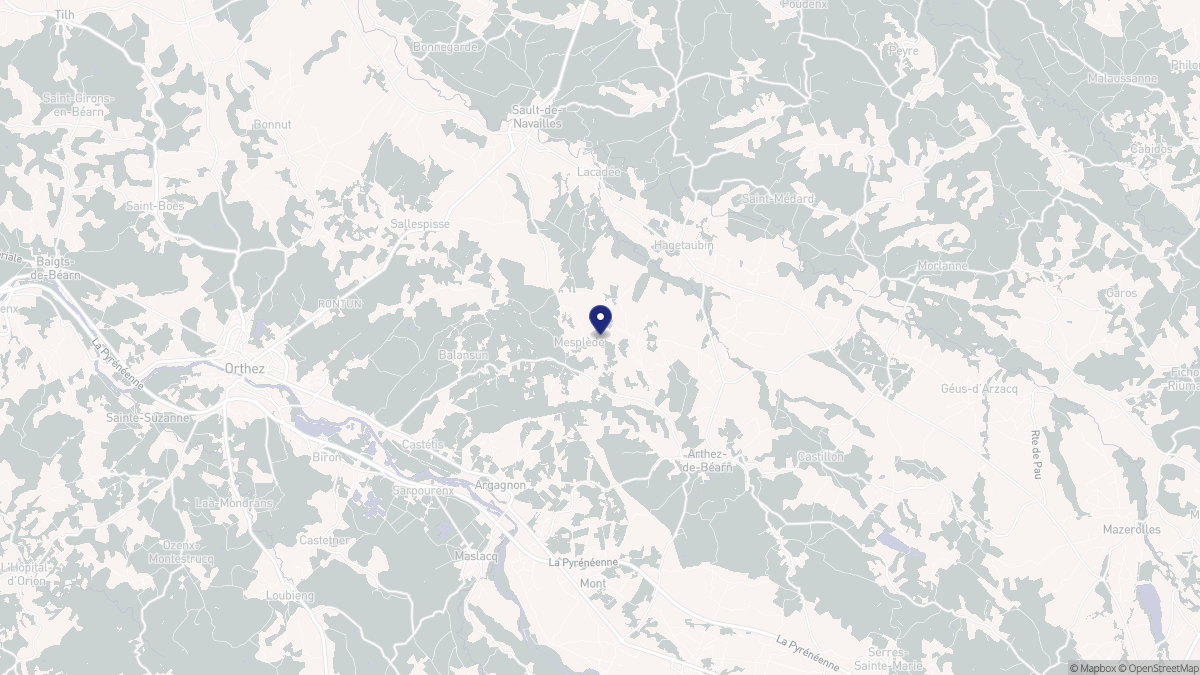 Aperçu cartographique de Mesplède, centré sur la commune