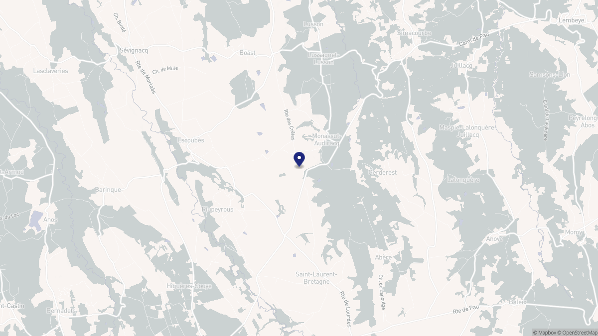 Aperçu cartographique de Monassut-Audiracq, centré sur la commune