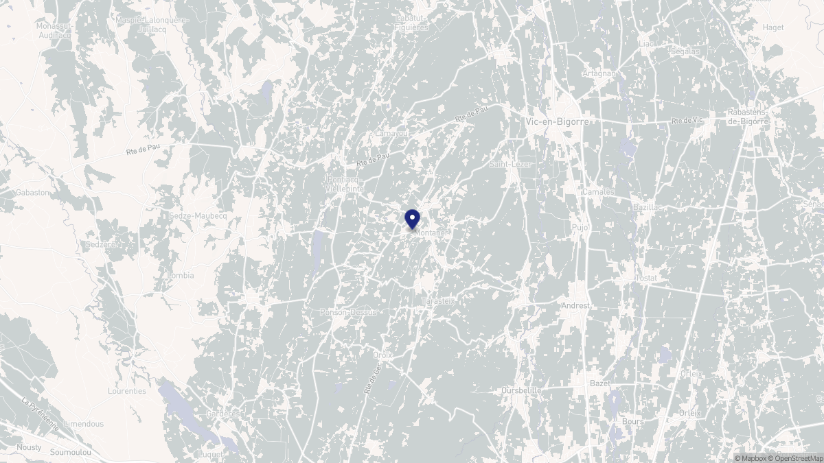 Aperçu cartographique de Montaner, centré sur la commune