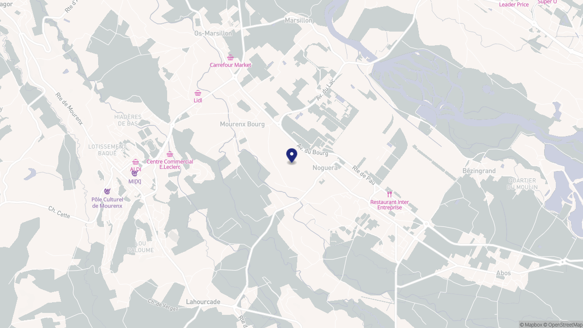 Aperçu cartographique de Noguères, centré sur la commune