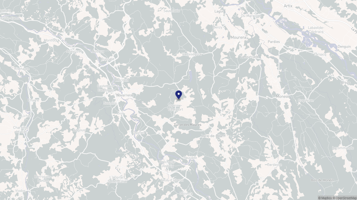 Aperçu cartographique de Ogenne-Camptort, centré sur la commune