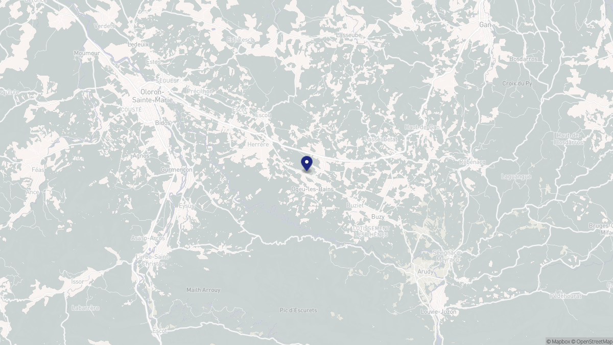 Aperçu cartographique de Ogeu-les-Bains, centré sur la commune