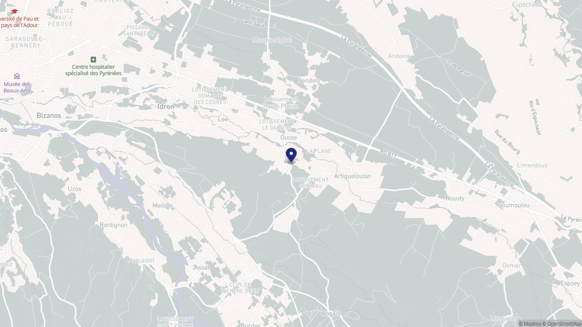 Aperçu cartographique de Ousse, centré sur la commune