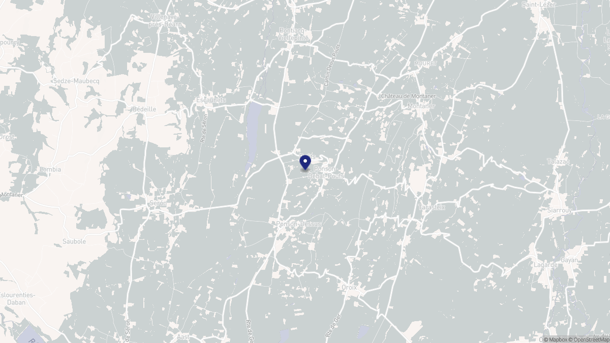 Aperçu cartographique de Ponson-Debat-Pouts, centré sur la commune