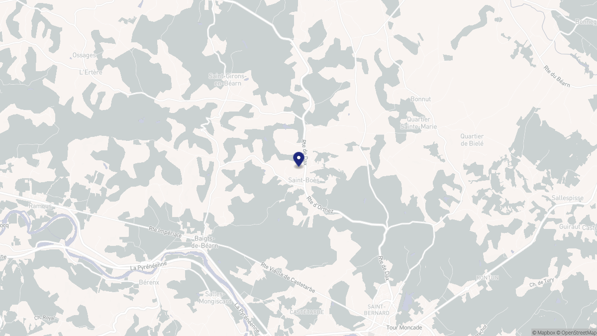 Aperçu cartographique de Saint-Boès, centré sur la commune