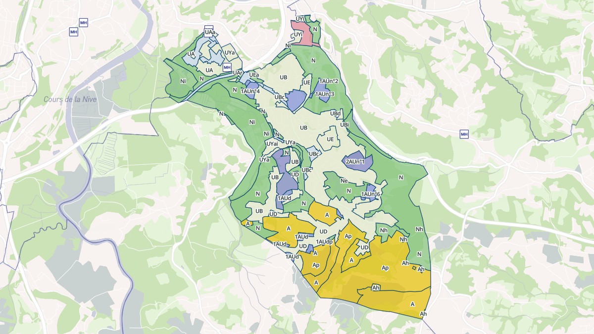 Aperçu cartographique de Saint-Pierre-d'Irube, centré sur la commune