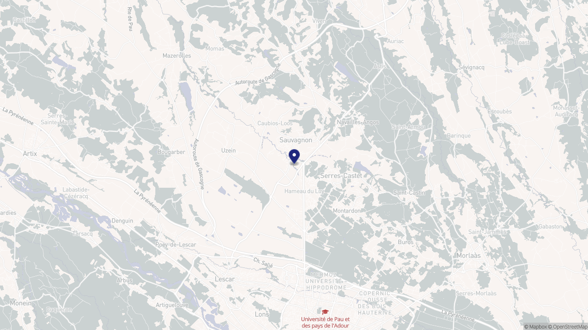 Aperçu cartographique de Sauvagnon, centré sur la commune