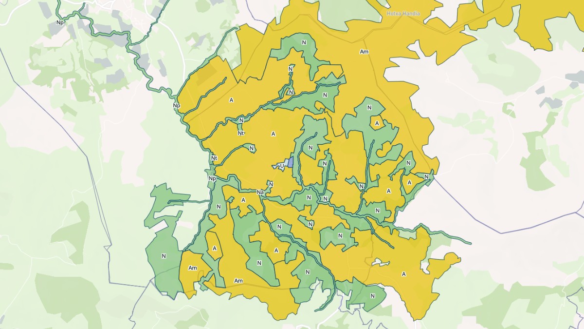 Aperçu cartographique de Suhescun, centré sur la commune