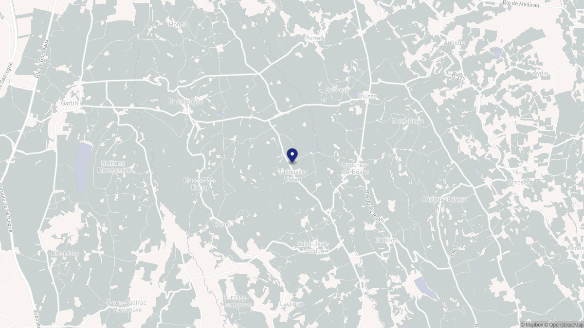 Aperçu cartographique de Tadousse-Ussau, centré sur la commune