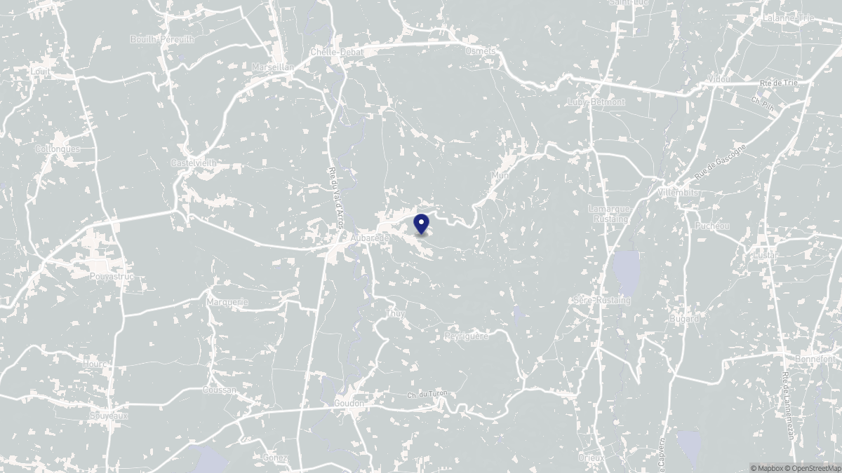 Aperçu cartographique de Aubarède, centré sur la commune