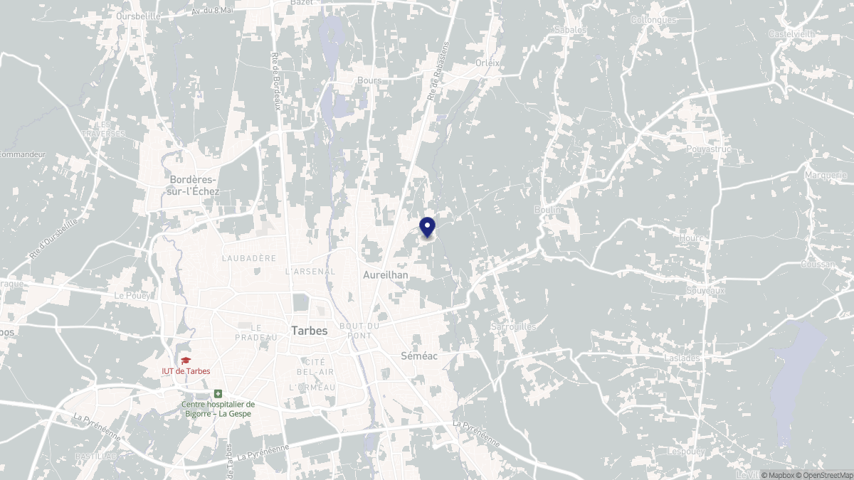 Aperçu cartographique de Aureilhan, centré sur la commune