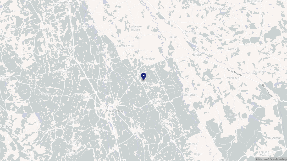 Aperçu cartographique de Auriébat, centré sur la commune