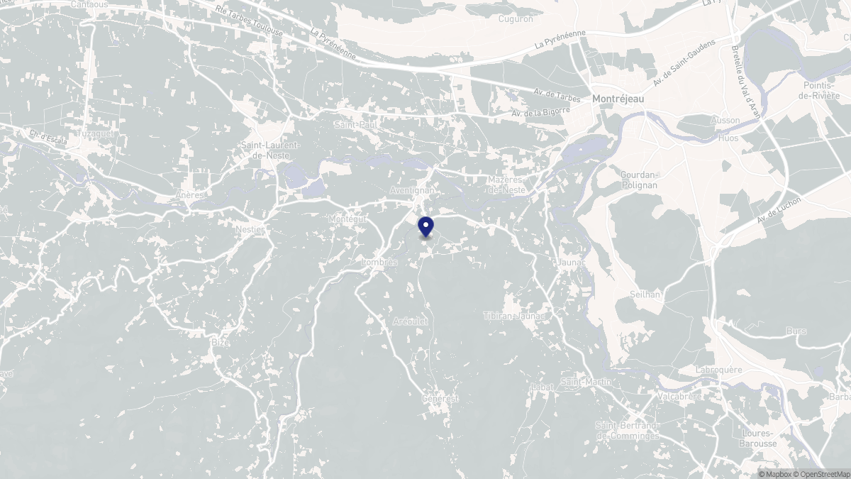Aperçu cartographique de Aventignan, centré sur la commune