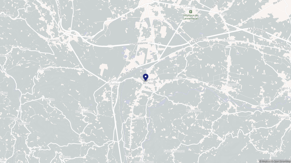Aperçu cartographique de La Barthe-de-Neste, centré sur la commune