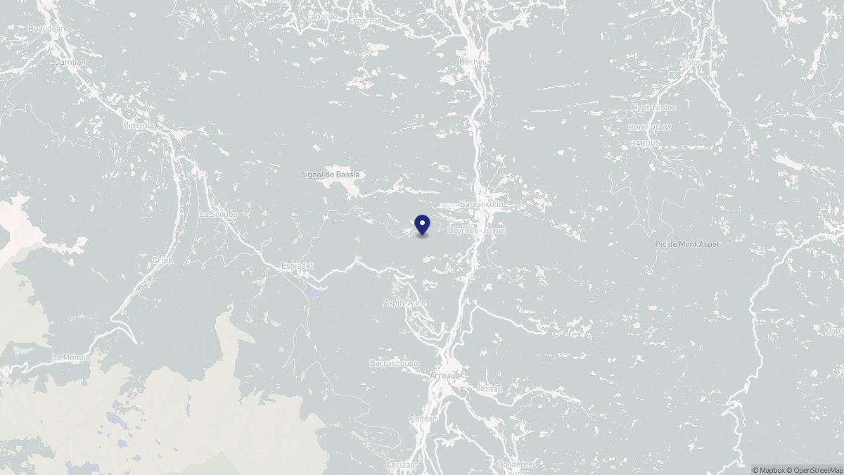 Aperçu cartographique de Beyrède-Jumet-Camous, centré sur la commune