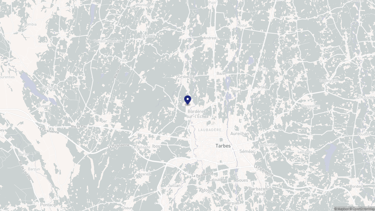 Aperçu cartographique de Bordères-sur-l'Échez, centré sur la commune