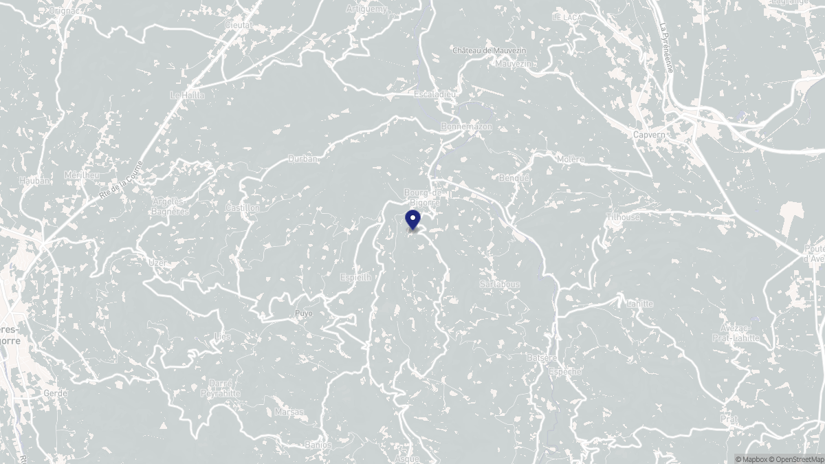 Aperçu cartographique de Bourg-de-Bigorre, centré sur la commune