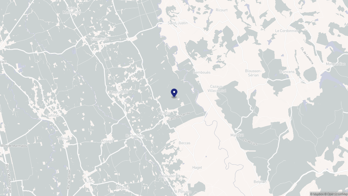 Aperçu cartographique de Buzon, centré sur la commune