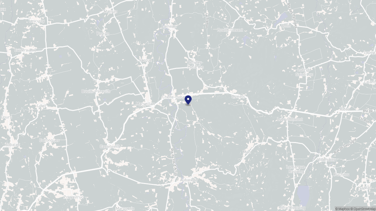 Aperçu cartographique de Chelle-Debat, centré sur la commune