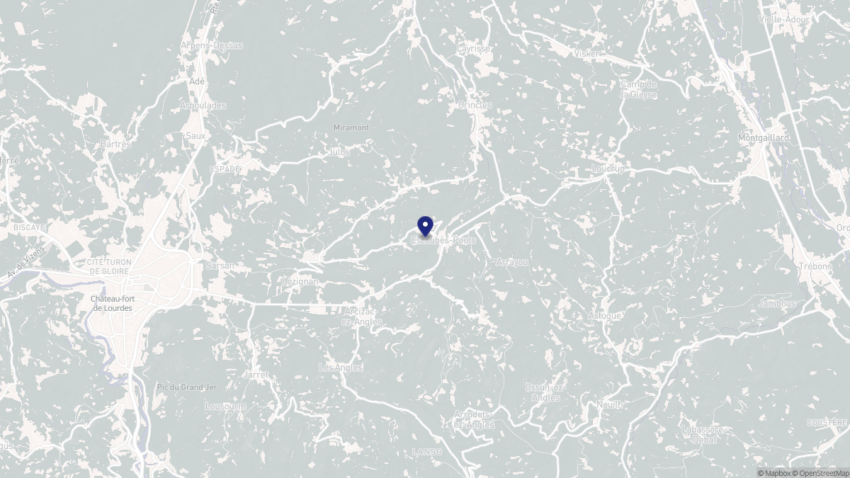 Aperçu cartographique de Escoubès-Pouts, centré sur la commune
