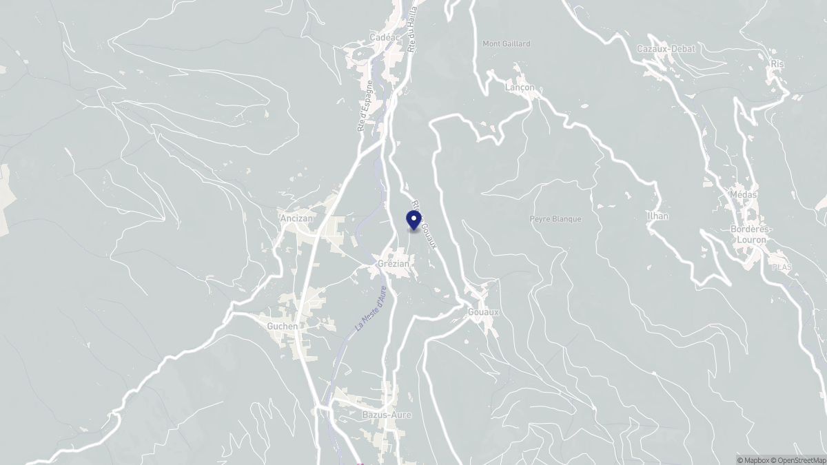 Aperçu cartographique de Grézian, centré sur la commune