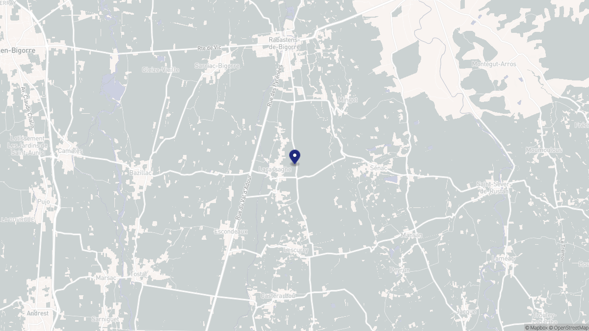Aperçu cartographique de Lacassagne, centré sur la commune