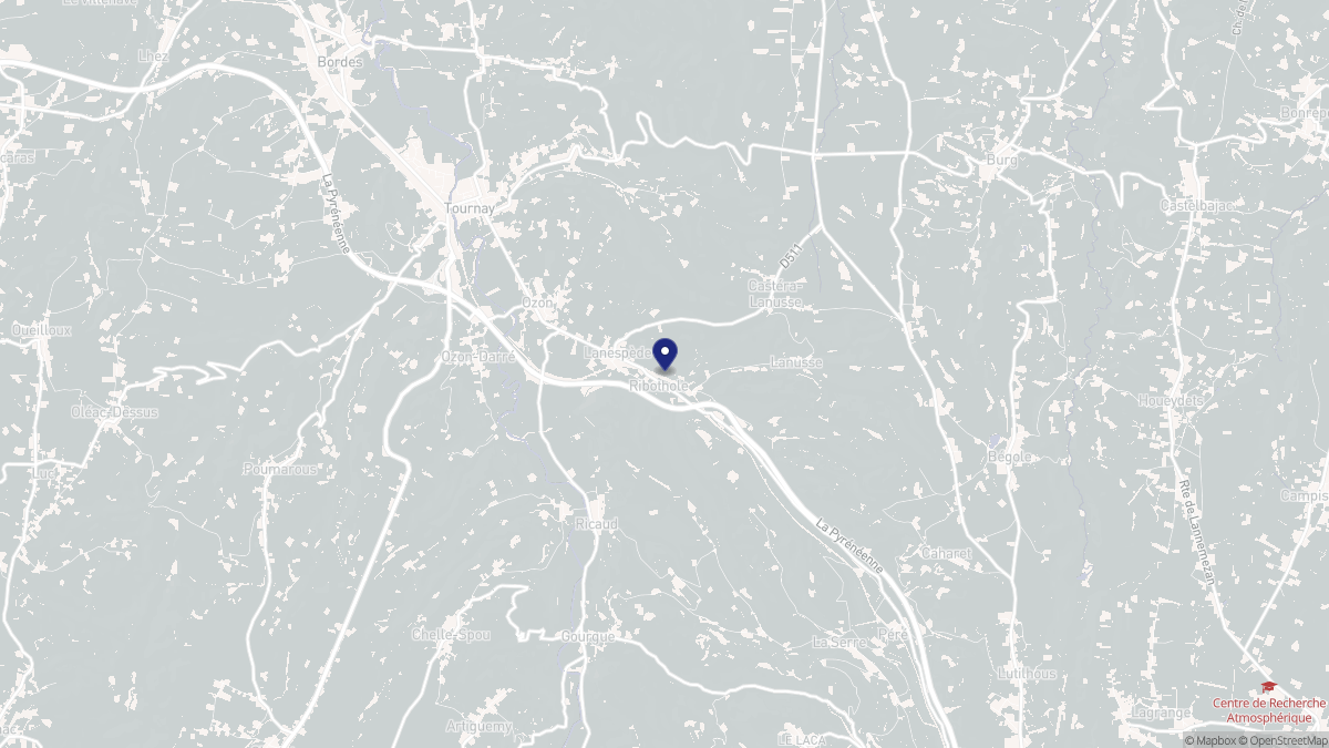 Aperçu cartographique de Lanespède, centré sur la commune
