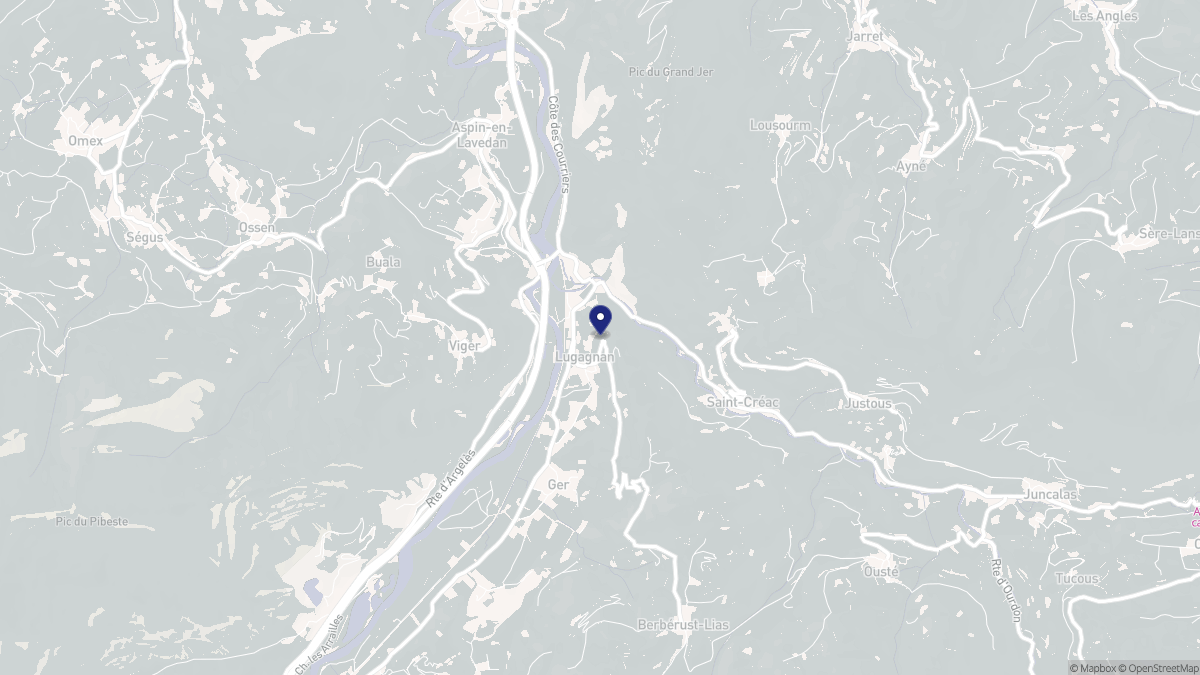 Aperçu cartographique de Lugagnan, centré sur la commune