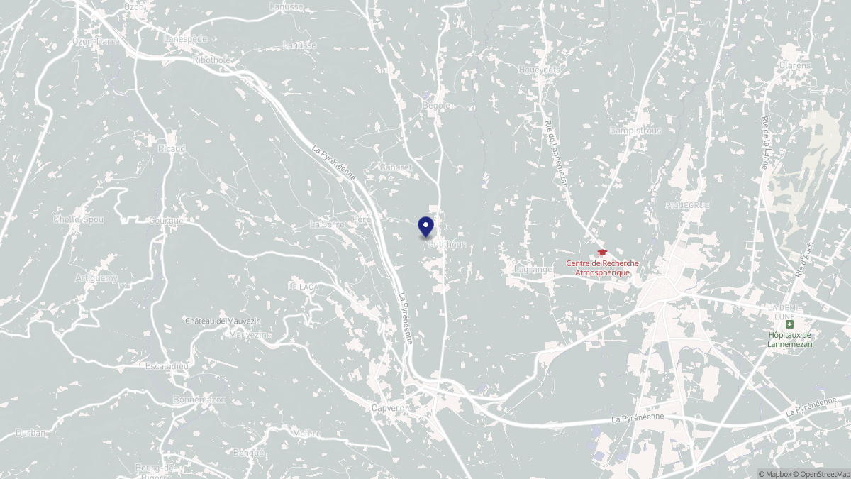 Aperçu cartographique de Lutilhous, centré sur la commune