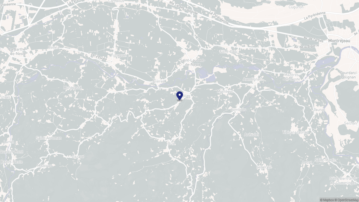 Aperçu cartographique de Nestier, centré sur la commune