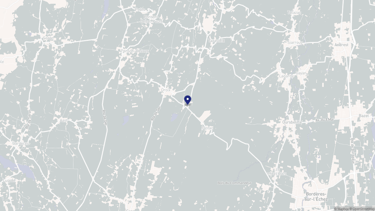 Aperçu cartographique de Oroix, centré sur la commune
