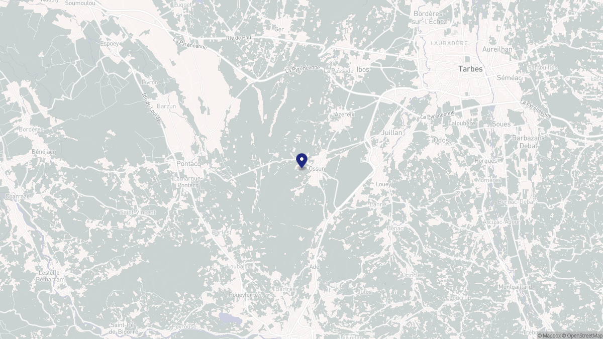 Aperçu cartographique de Ossun, centré sur la commune