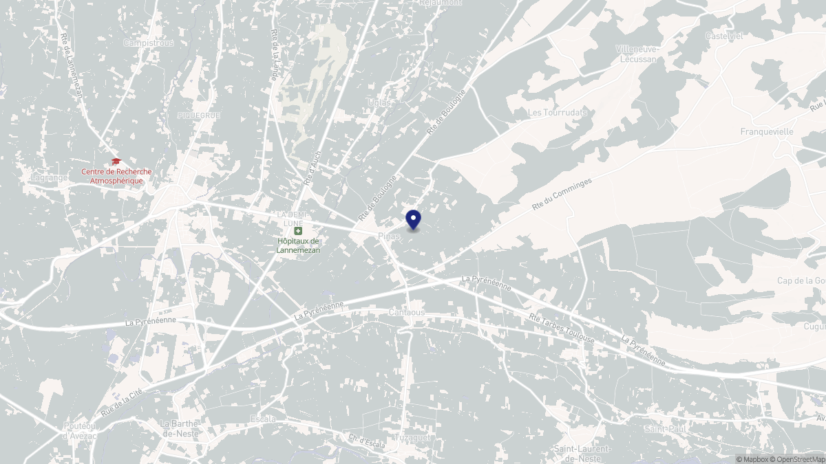 Aperçu cartographique de Pinas, centré sur la commune