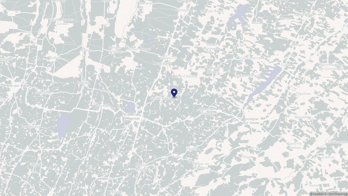 Aperçu cartographique de Sariac-Magnoac, centré sur la commune