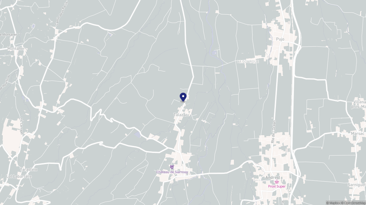 Aperçu cartographique de Talazac, centré sur la commune