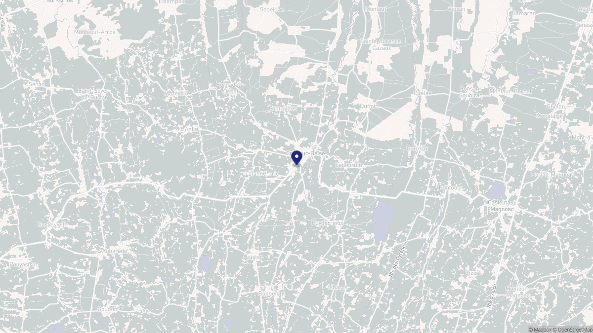 Aperçu cartographique de Trie-sur-Baïse, centré sur la commune