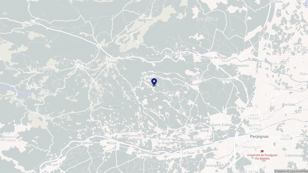 Aperçu cartographique de Calce, centré sur la commune