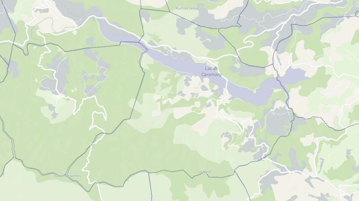 Aperçu cartographique de Caramany, centré sur la commune