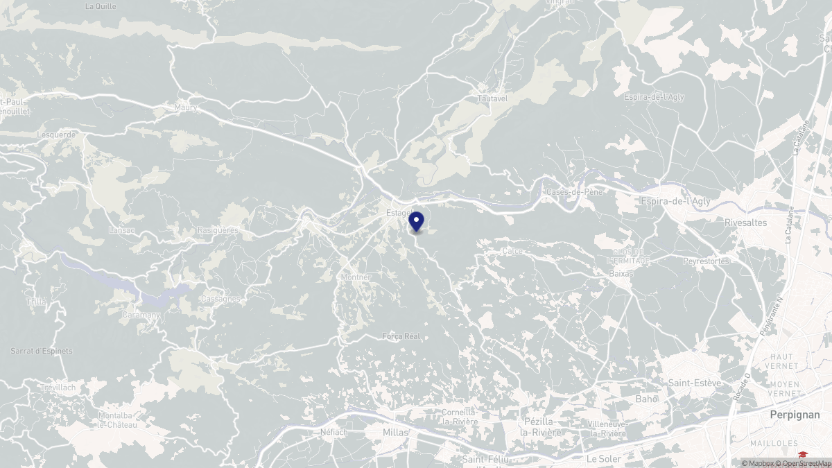 Aperçu cartographique de Estagel, centré sur la commune