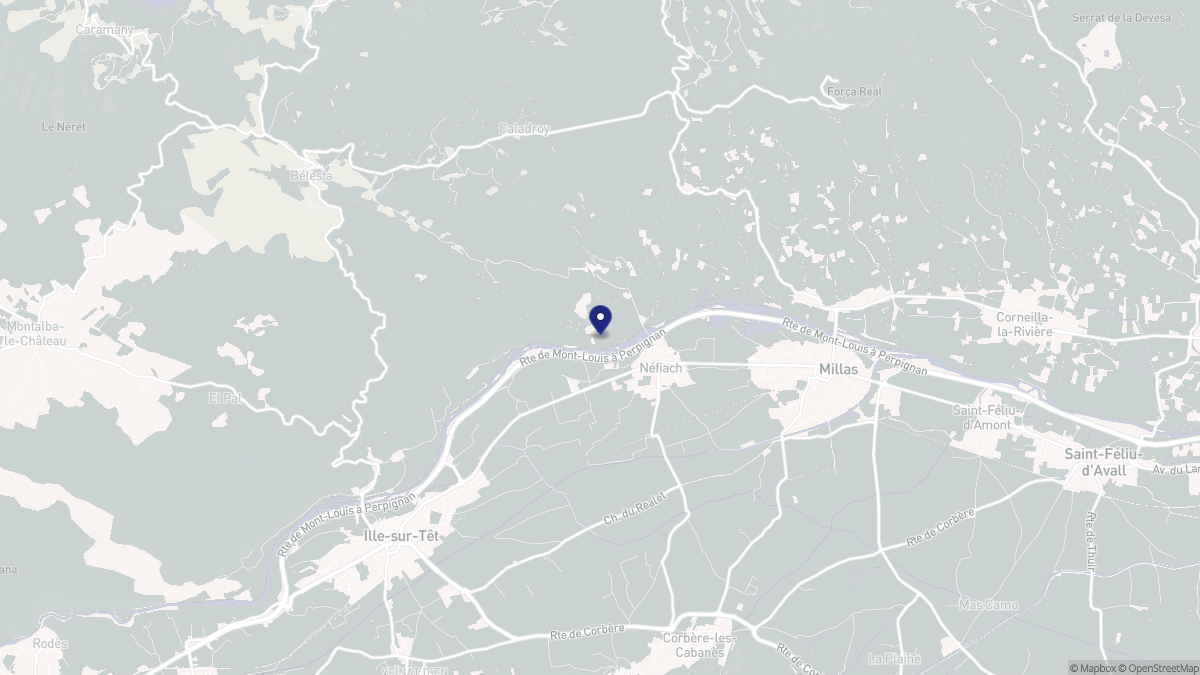 Aperçu cartographique de Néfiach, centré sur la commune