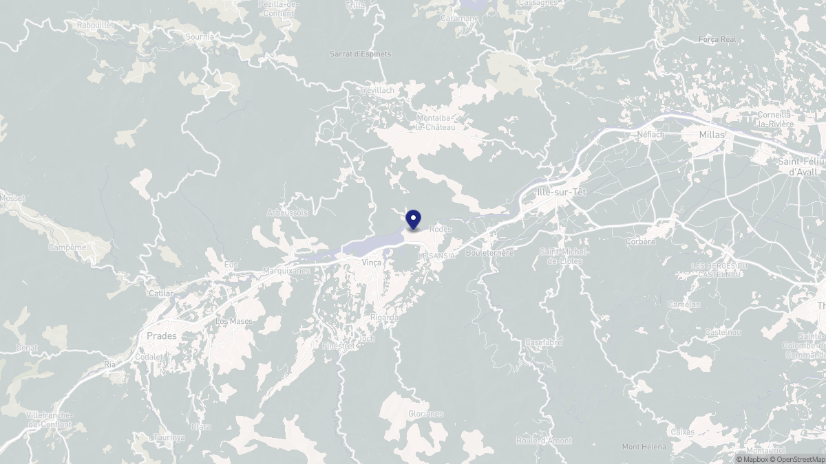 Aperçu cartographique de Rodès, centré sur la commune