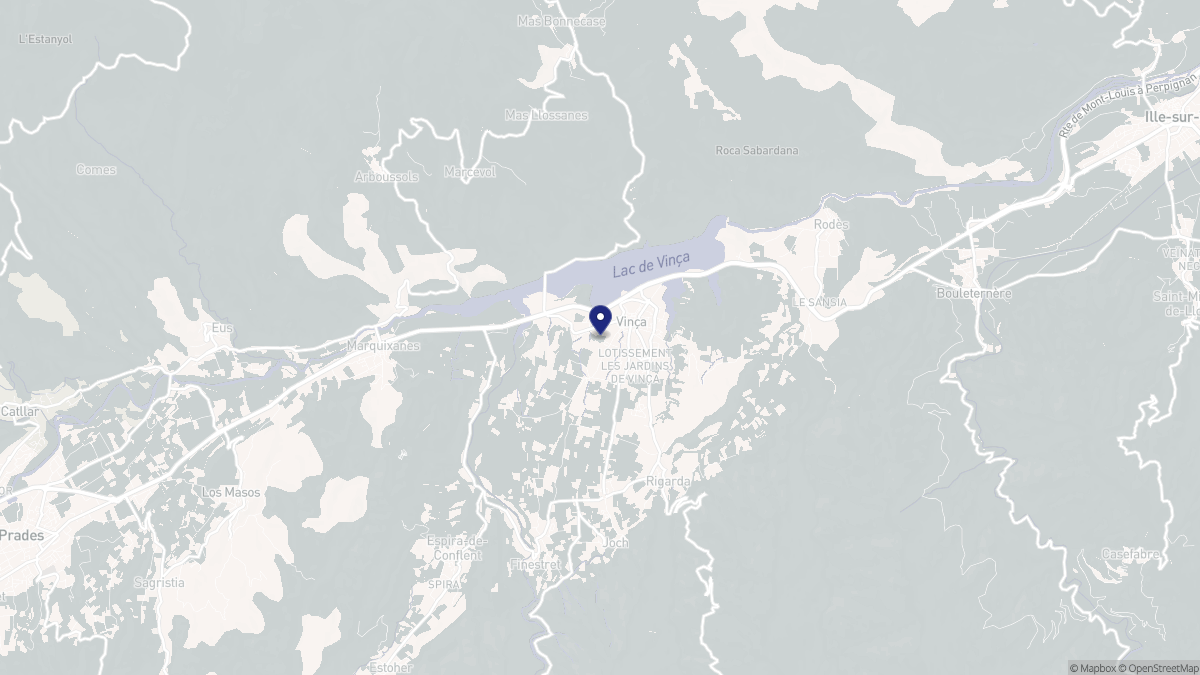 Aperçu cartographique de Vinça, centré sur la commune