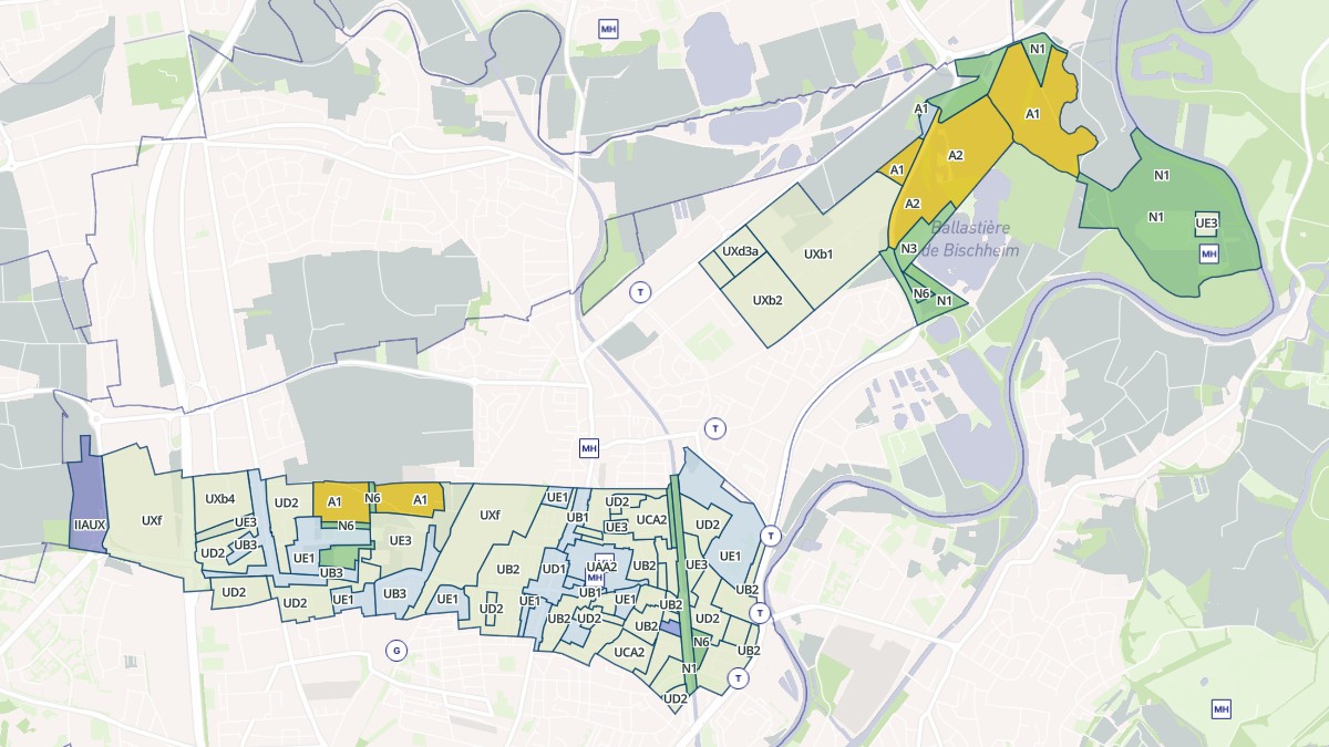 Aperçu cartographique de Bischheim, centré sur la commune